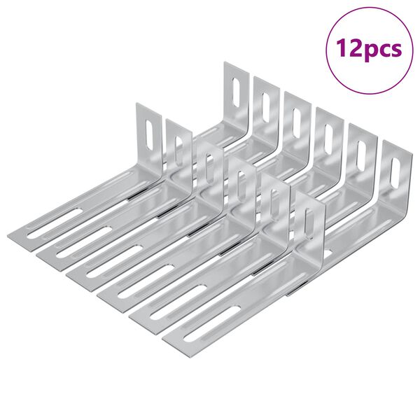 vidaXL Anti Tip konzol Egysz&iacute;nű 12 pcs Ez&uuml;st 74,5 x 15 x 32 mm Vas