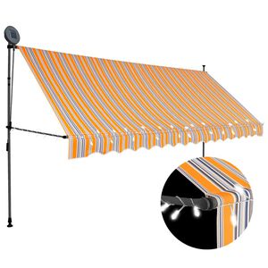 vidaXL s&aacute;rga &eacute;s k&eacute;k k&eacute;zzel kih&uacute;zhat&oacute; LED-es napellenző 350 cm