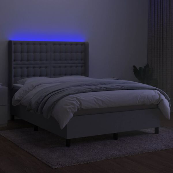 vidaXL vil&aacute;gossz&uuml;rke sz&ouml;vet rug&oacute;s &eacute;s LED-es &aacute;gy matraccal 140x190 cm