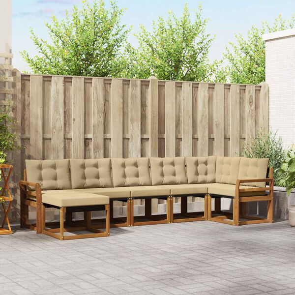 vidaXL K&uuml;lt&eacute;ri kanap&eacute; szett p&aacute;rn&aacute;val 7 pcs Term&eacute;szetes &eacute;s b&eacute;zs