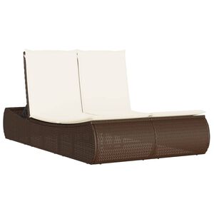 vidaXL barna polyrattan dupla napoz&oacute;&aacute;gy p&aacute;rn&aacute;val