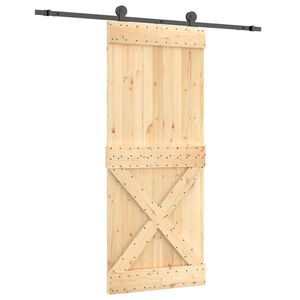 vidaXL Cs&uacute;sz&oacute; ajt&oacute; Term&eacute;szetes &eacute;s Fekete 85 x 210 cm Szil&aacute;rd Fenyőfa