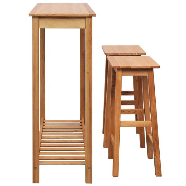 vidaXL 3-részes tömör tölgyfa bárszett