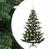 vidaXL Műkar&aacute;csonyfa g&ouml;mbbel 120 cm 150 LED Meleg feh&eacute;r PE &eacute;s PVC Z&ouml;ld