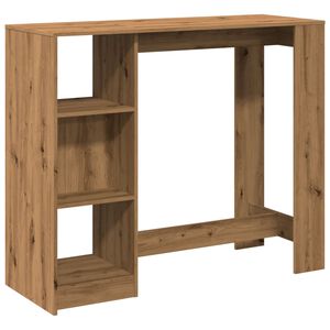 vidaXL k&eacute;zműves t&ouml;lgy szerelt fa b&aacute;rasztal polccal 124 x 46 x 103,5 cm