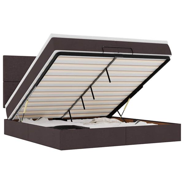 vidaXL Ottom&aacute;n &aacute;gykeret matracokkal S&ouml;t&eacute;tbarna 200x200cm sz&ouml;vet