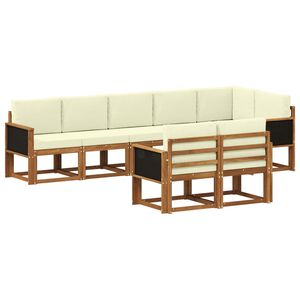 vidaXL K&uuml;lt&eacute;ri kanap&eacute; szett 8 pcs Term&eacute;szetes &eacute;s kr&eacute;msz&iacute;nű Poli&eacute;szter