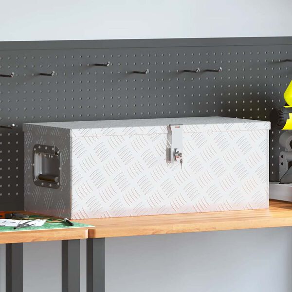 vidaXL ez&uuml;stsz&iacute;nű alum&iacute;nium t&aacute;rol&oacute;l&aacute;da 70x31x27 cm