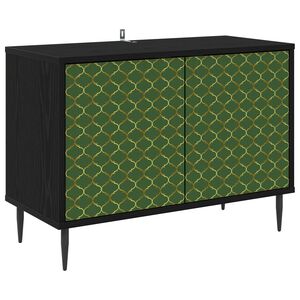 vidaXL TV szekr&eacute;ny GELEEN 69 x 33 x 50,5 cm Fekete T&ouml;lgy Szerelt Fa