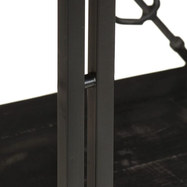 vidaXL 3 szintes fekete t&ouml;m&ouml;r mang&oacute;fa k&ouml;nyvespolc 60 x 30 x 80 cm