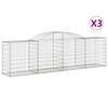 vidaXL 3 db &iacute;ves horganyzott vas gabion kos&aacute;r 300x50x80/100 cm