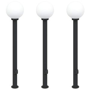 vidaXL 3 db fekete IP44-es oszlopl&aacute;mpa konnektorral 120 cm