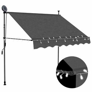 vidaXL antracitsz&uuml;rke k&eacute;zzel kih&uacute;zhat&oacute; LED-es napellenző 150 cm