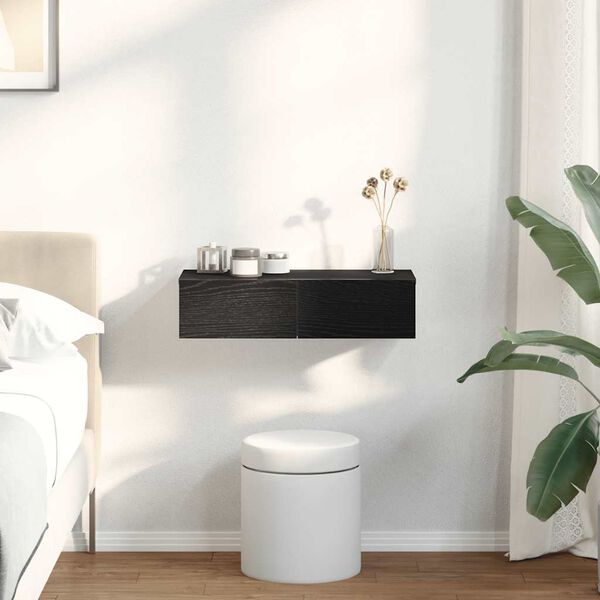 vidaXL Falipolc fiókokkal fekete 60x26,5x15 cm műszaki fa