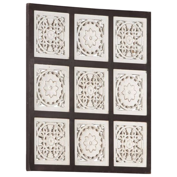 vidaXL barna &eacute;s feh&eacute;r k&eacute;zzel faragott fali panel MDF 60 x 60 x 1,5 cm