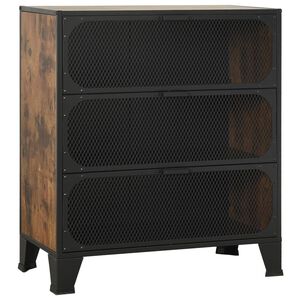 vidaXL rusztikus barna f&eacute;m &eacute;s MDF t&aacute;rol&oacute;szekr&eacute;ny 72 x 36 x 82 cm