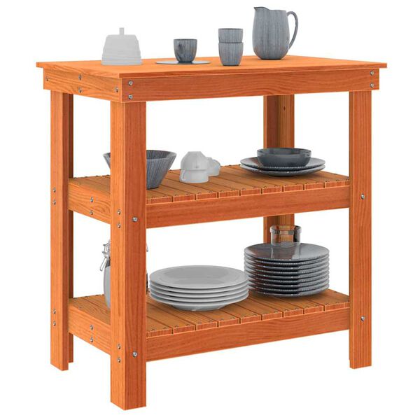 vidaXL Munkapad polcokkal Faggy&uacute; barna 78,5 x 50 x 80 cm T&ouml;m&ouml;r fenyőfa