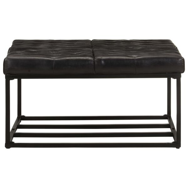 vidaXL fekete val&oacute;di bőr puff 80 x 80 x 43 cm