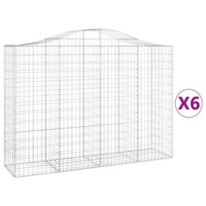 vidaXL 6 db &iacute;ves horganyzott vas gabion kos&aacute;r 200x50x140/160 cm