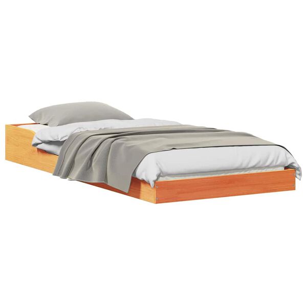 vidaXL Ágykeret Faggyú barna 90 x 220 cm Tömör fenyőfa