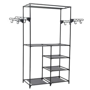 vidaXL fekete ac&eacute;l/nemszőtt text&iacute;lia ruha&aacute;llv&aacute;ny 87 x 44 x 158 cm