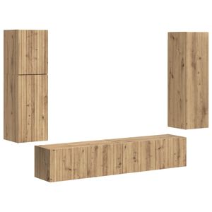vidaXL TV szekr&eacute;ny garnit&uacute;ra 4 pcs Artisan t&ouml;lgy Faanyag