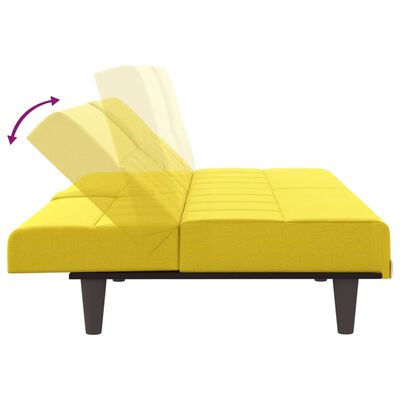 vidaXL sárga szövet kanapéágy pohártartókkal