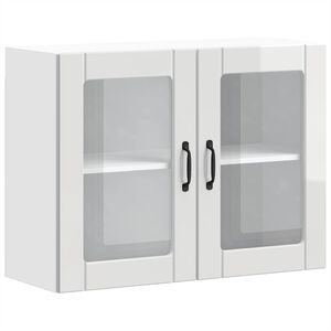 vidaXL Konyhai fali szekr&eacute;ny &uuml;vegajt&oacute;val Lucca magasf&eacute;nyű feh&eacute;r sz&iacute;nű