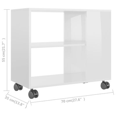 vidaXL magasfényű fehér szerelt fa kisasztal 70 x 35 x 55 cm