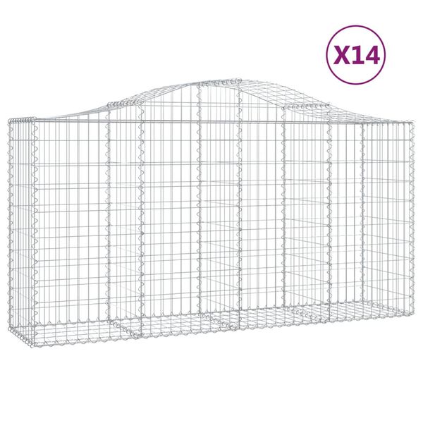 vidaXL 14 db íves horganyzott vas gabion kosár 200x50x100/120 cm