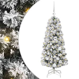 vidaXL Műanyag Hajtogat&oacute;s Kar&aacute;csonyfa 150 LED Z&ouml;ld &eacute;s Feh&eacute;r 120 cm