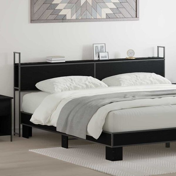 vidaXL T&aacute;rol&oacute;s Fejt&aacute;mla T&ouml;ltő &Aacute;llom&aacute;ssal Musta tammi 180 cm Faanyag