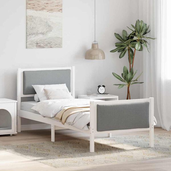 vidaXL Ágykeret fejtámlával Világosszürke 75 x 190 cm szövet