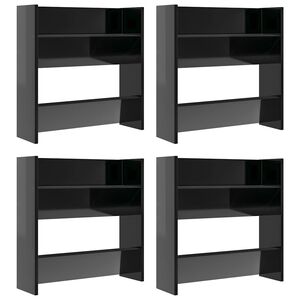 vidaXL 4 db magasf&eacute;nyű fekete szerelt fa fali cipősszekr&eacute;ny 60x18x60cm