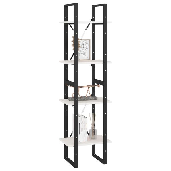 vidaXL négyszintes fehér tömör fenyőfa könyvszekrény 40 x 30 x 140 cm