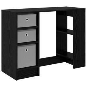 vidaXL Asztal fi&oacute;kkal polcokkal Fekete t&ouml;lgy 100 x 40 x 75 cm Faanyag