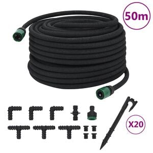 vidaXL fekete gumi kerti esőztető t&ouml;mlő 0,6" 50 m