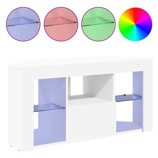 vidaXL Sarok LED TV szekrény Fehér 100 x 40 x 50 cm Faanyag