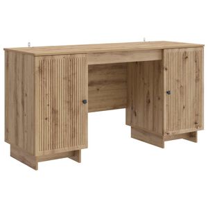 vidaXL Asztal K&eacute;zműves T&ouml;lgy Szerelt Fa 142,5 x 50 x 75 cm