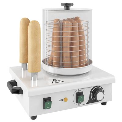 vidaXL rozsdamentes acél hot-dog melegítő 2 rúddal 500 W