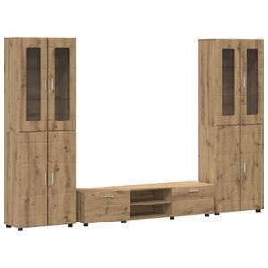 vidaXL TV szekr&eacute;ny garnit&uacute;ra FLORIN 3 pcs Artisan t&ouml;lgy Faanyag
