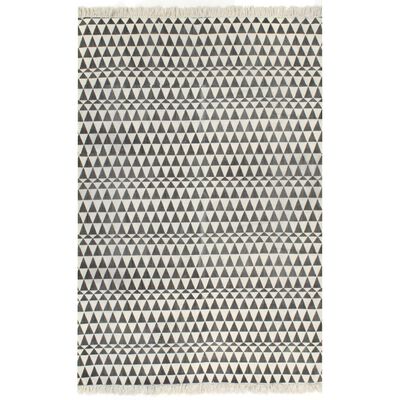 vidaXL fekete/fehér mintás kilim pamutszőnyeg 120 x 180 cm