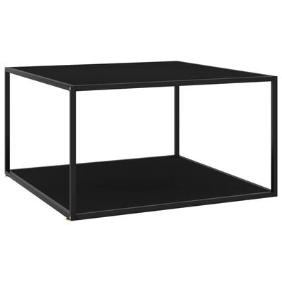 vidaXL fekete dohányzóasztal fekete üveggel 90 x 90 x 50 cm