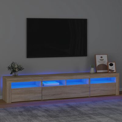 vidaXL sonoma-tölgy színű TV-szekrény LED-lámpákkal 210x35x40 cm