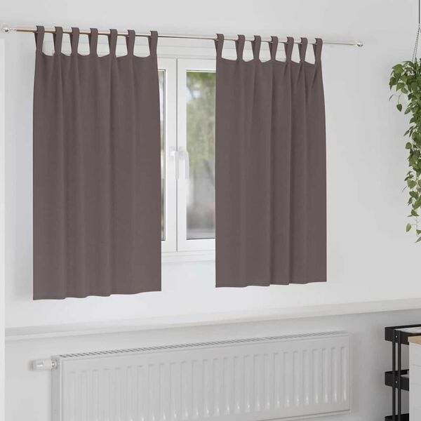 vidaXL Fekete F&uuml;gg&ouml;ny Gyűrűkkel 2 pcs S&ouml;t&eacute;t Barna 140 x 140 cm