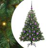 vidaXL Mű kar&aacute;csonyfa 150 LED-del &aacute;llv&aacute;nnyal Z&ouml;ld 120 cm PE &eacute;s PVC