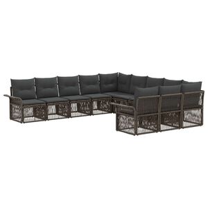 vidaXL Kerti Kanap&eacute; Szett 11 pcs Sz&uuml;rke polirattan