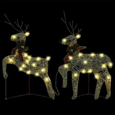 vidaXL aranyszínű rénszarvas és szán karácsonyi dekoráció 100 LED-del