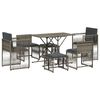 vidaXL 7 r&eacute;szes sz&uuml;rke polyrattan kerti &eacute;tkezőgarnit&uacute;ra p&aacute;rn&aacute;val