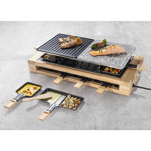 Bestron ARG300BW XL-es m&eacute;retű fekete fa raclette grills&uuml;tő 1500 W